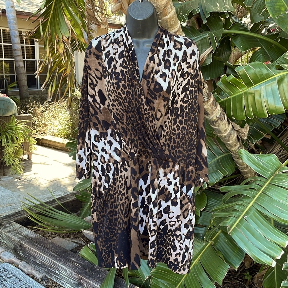 Chicos, leopard print wrap styling dress